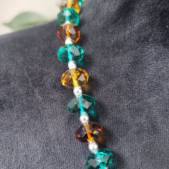 Womens Gorgeous Multicolor Crystal Beaded Collar Necklace with Lobster Clasp - Picture 5 of 7